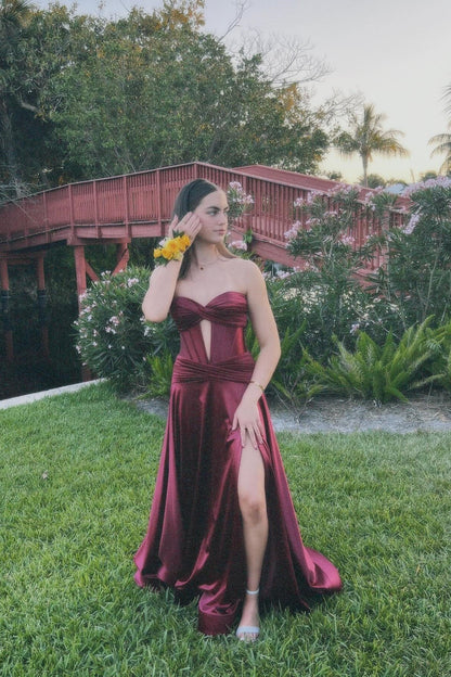 Sweetheart Pink Keyhole A-lin Long Prom Dress