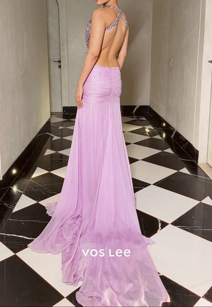 Sexy Purple Crystal Cut out Fashion Backless Gala Dress Prom dress
