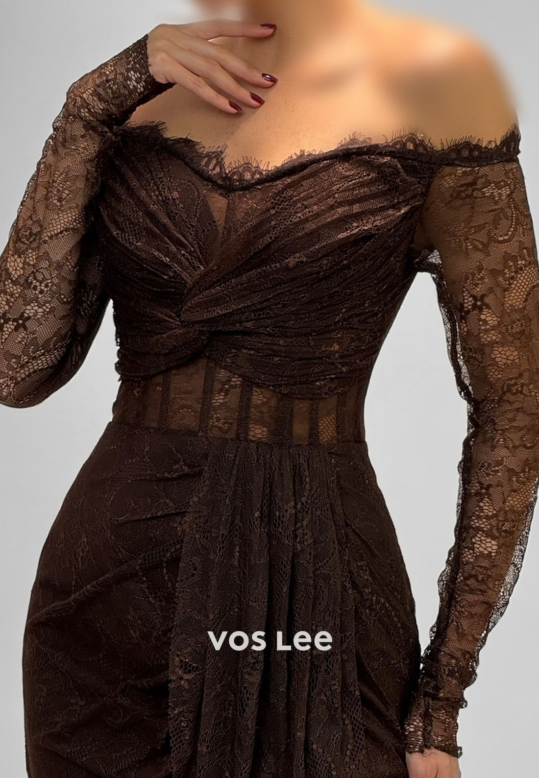 Lace Off The Shoulder Long Sleeves Mermaid Long Evening Dress