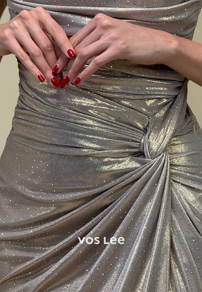 Stunning Sweetheart  Leather Pleat Floor-Length Evening Dresses Split Dress Prom Dress