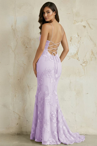Sky Blue Spaghetti Straps Mermaid Tulle Long Prom Dresses With Appliques