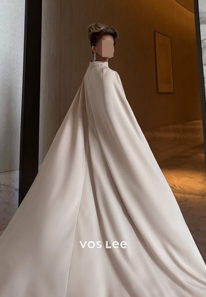 Elegant Mermaid Evening Dress With High Neck Overskirt