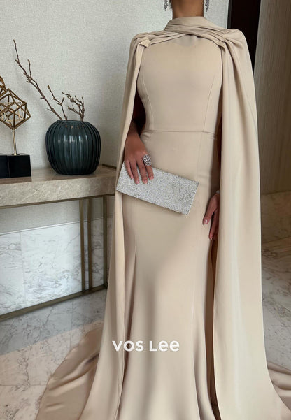 Elegant Mermaid Evening Dress With High Neck Overskirt