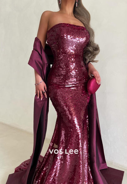 Glitter Sweetheart Sleeveless Mermaid Fully Sequins Long Evening Dress