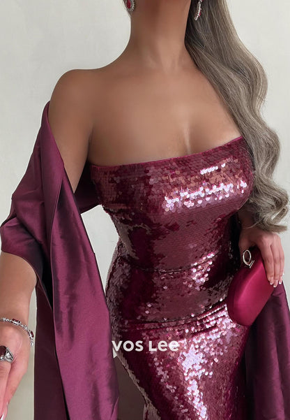 Glitter Sweetheart Sleeveless Mermaid Fully Sequins Long Evening Dress