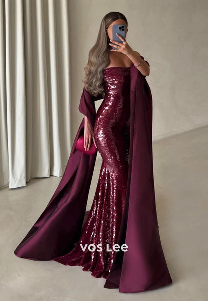 Glitter Sweetheart Sleeveless Mermaid Fully Sequins Long Evening Dress