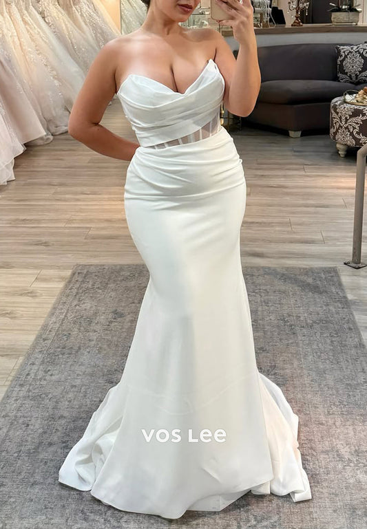 Simple & Classic Strapless Mermaid Wedding Dresses with Sweep Train