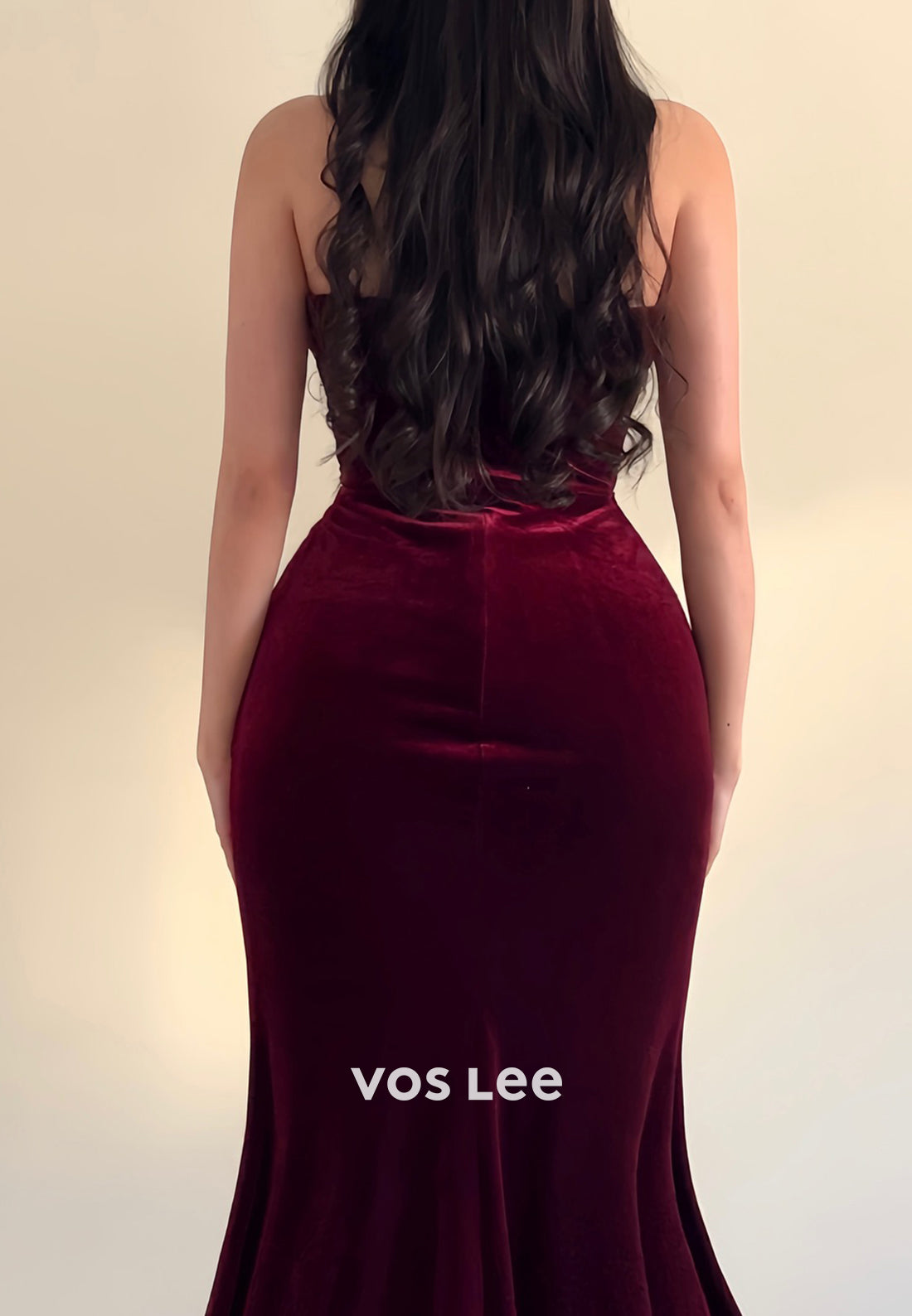 Classic&Simple Tube Top Pleated Mermaid Ankle-Length Evening Dresses with High Split