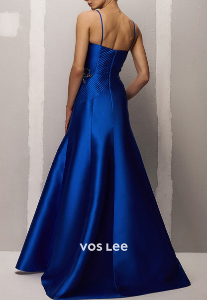 Classic & Simple Spaghetti Straps Sweetheart Flowers Floor-Length Prom Dresses