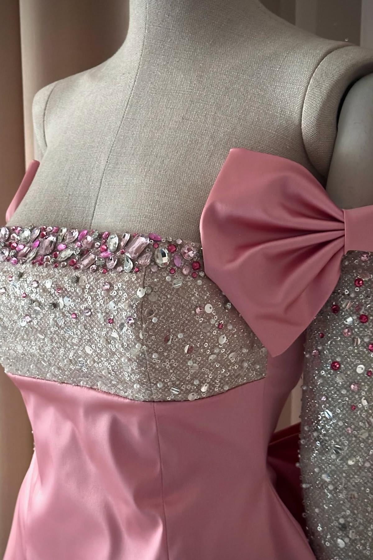 Strapless Mini Dress with Crystal Bodice & Back Bow