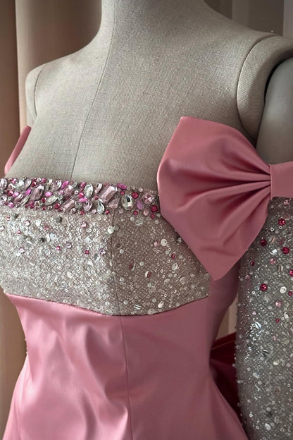 Strapless Mini Dress with Crystal Bodice & Back Bow