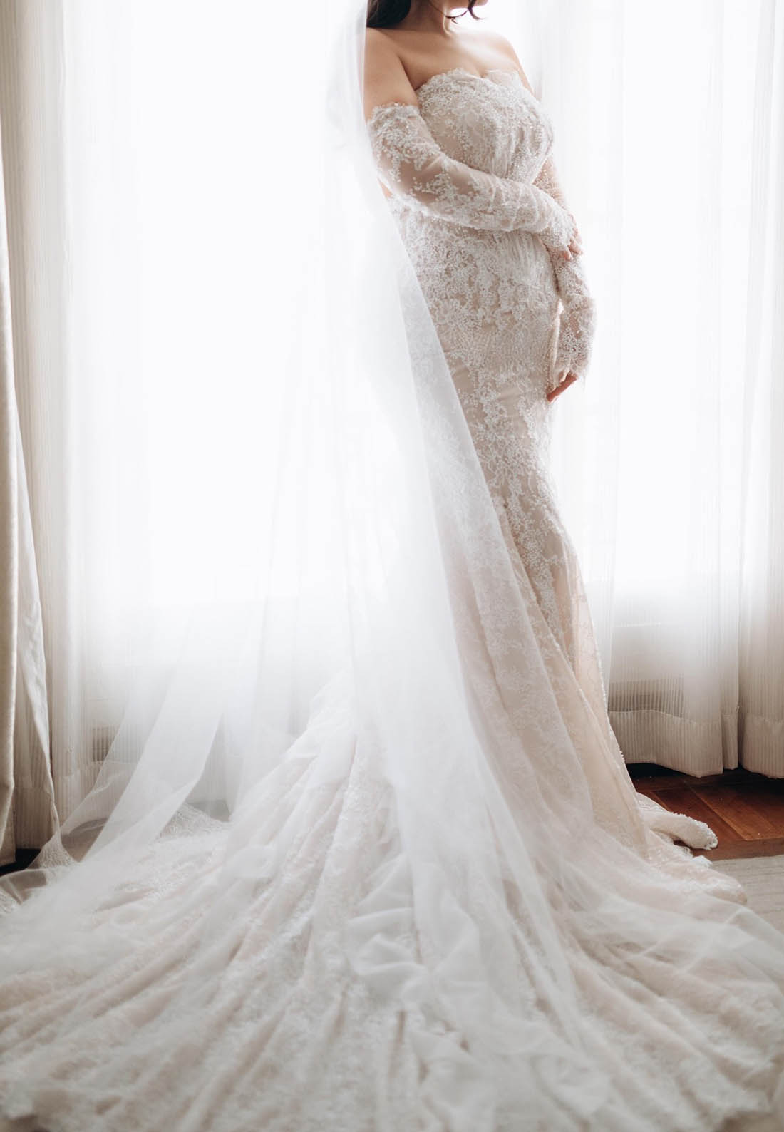 Charming A-Line Long Sleeves Lace Wedding Dress