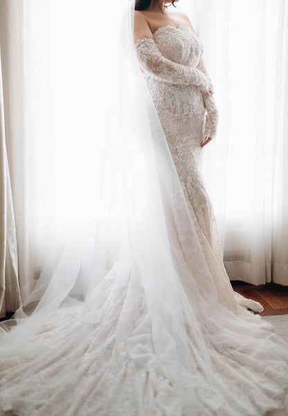 Charming A-Line Long Sleeves Lace Wedding Dress