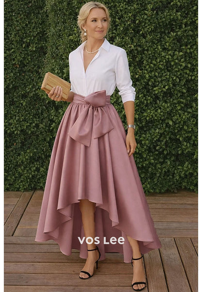 Elegant Vintage Simple Mother of the Bride Dress 3_4 Length Sleeve with Bow