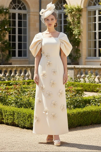 A-Line Square Collar Stretch Satin Mother of the Bride Dress