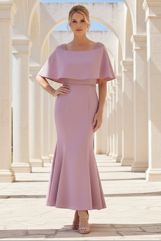 Mermaid Cowl Neck Sleeveless Ankle-Length Mother of the Bride Dress