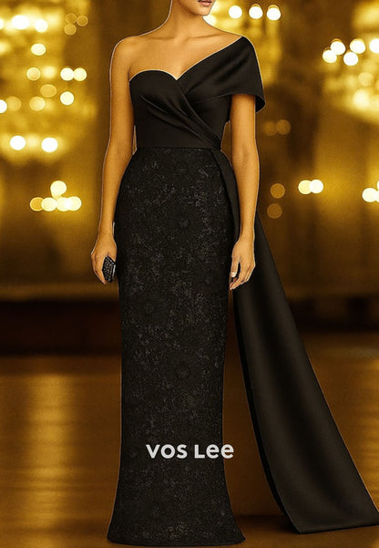 Sequin Flower One shoulder Sheath Evening Gown