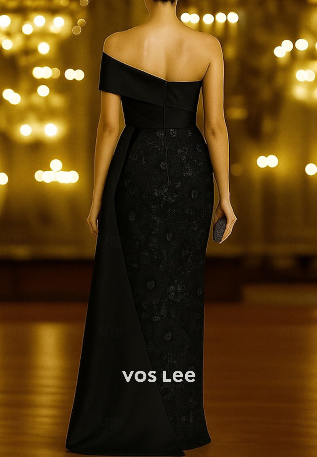 Sequin Flower One shoulder Sheath Evening Gown