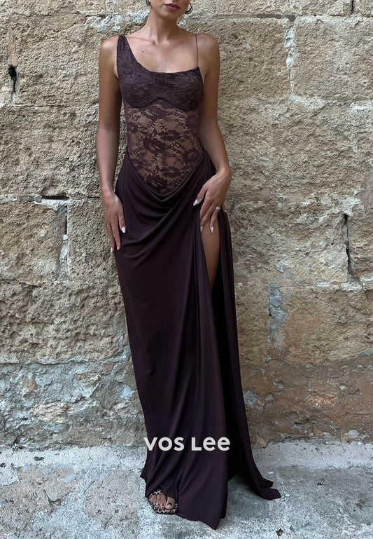 Sexy Illusin Lace Prom Dress Split Party Dress