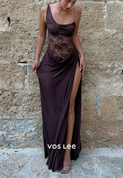 Sexy Illusin Lace Prom Dress Split Party Dress