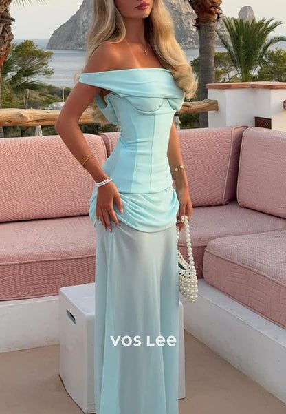 New Column Off the Shoulder Chiffon Long Prom Dress
