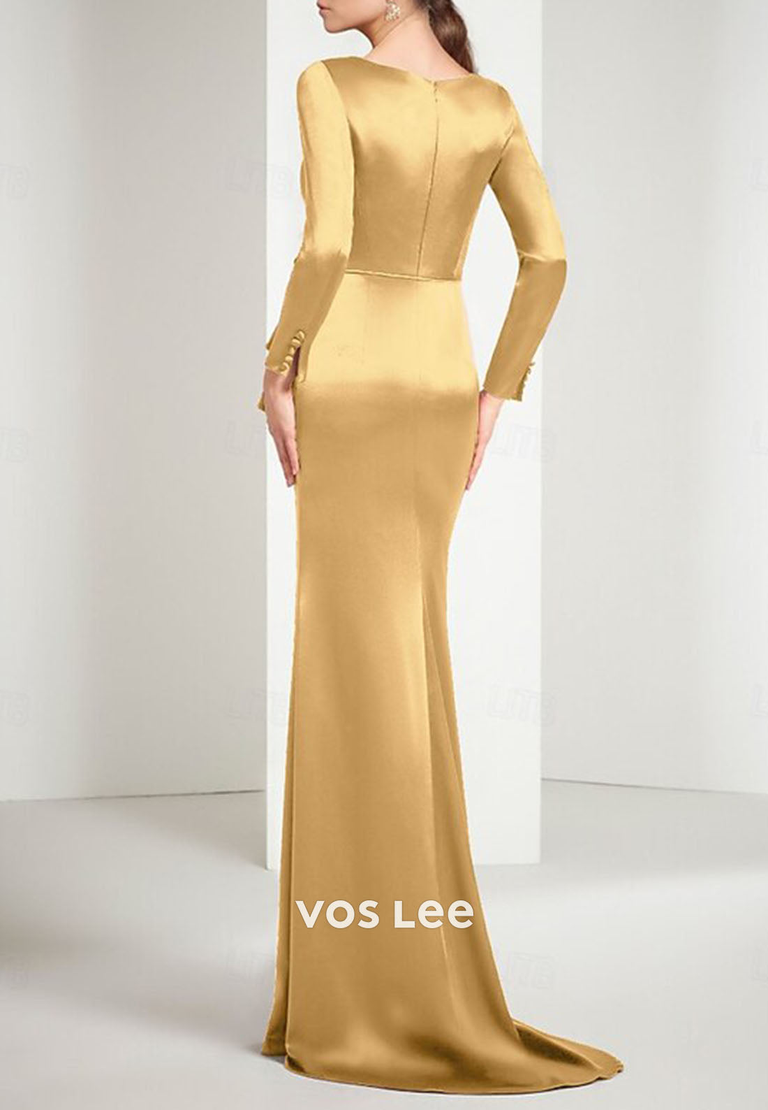 Long Sleeve V-Neck Formal Dress for Mother of the Bride