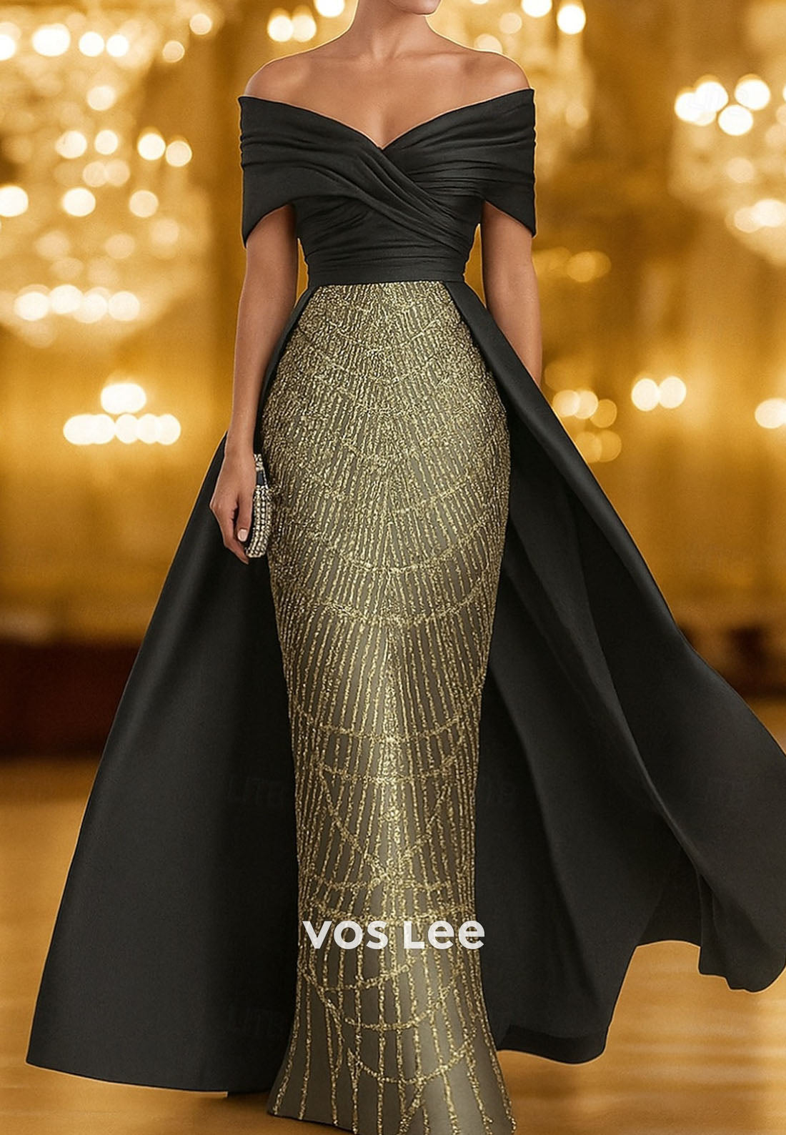 Red  Off the shoulder Floor-LengthEvening Gown with Sequined