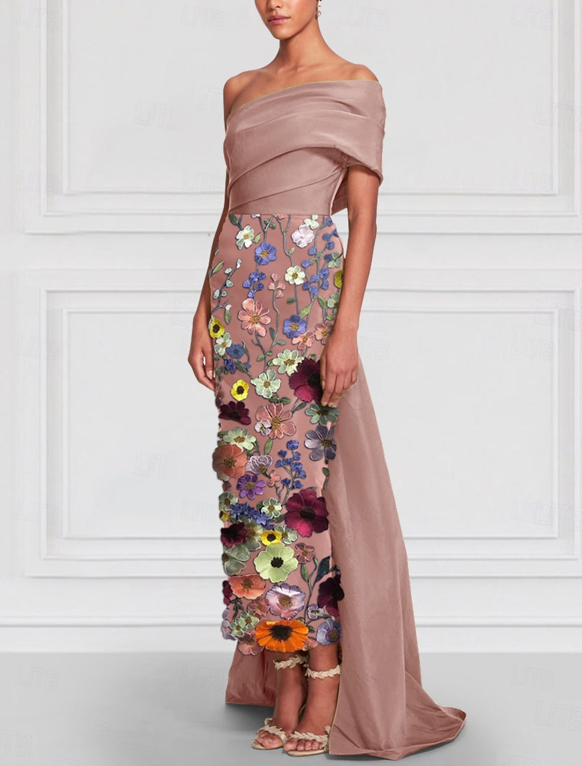 Simple & Casual One Shoulder Appliques Pleated Mermaid Evening Dresses