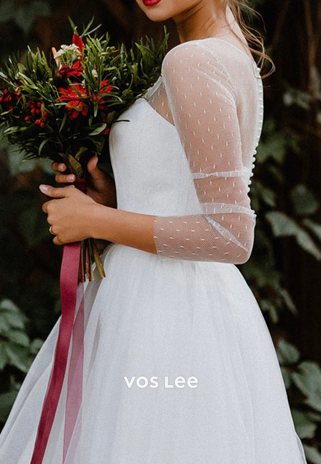 Classic A-Line Long Sleeve Illusion Neck Wedding Dresses