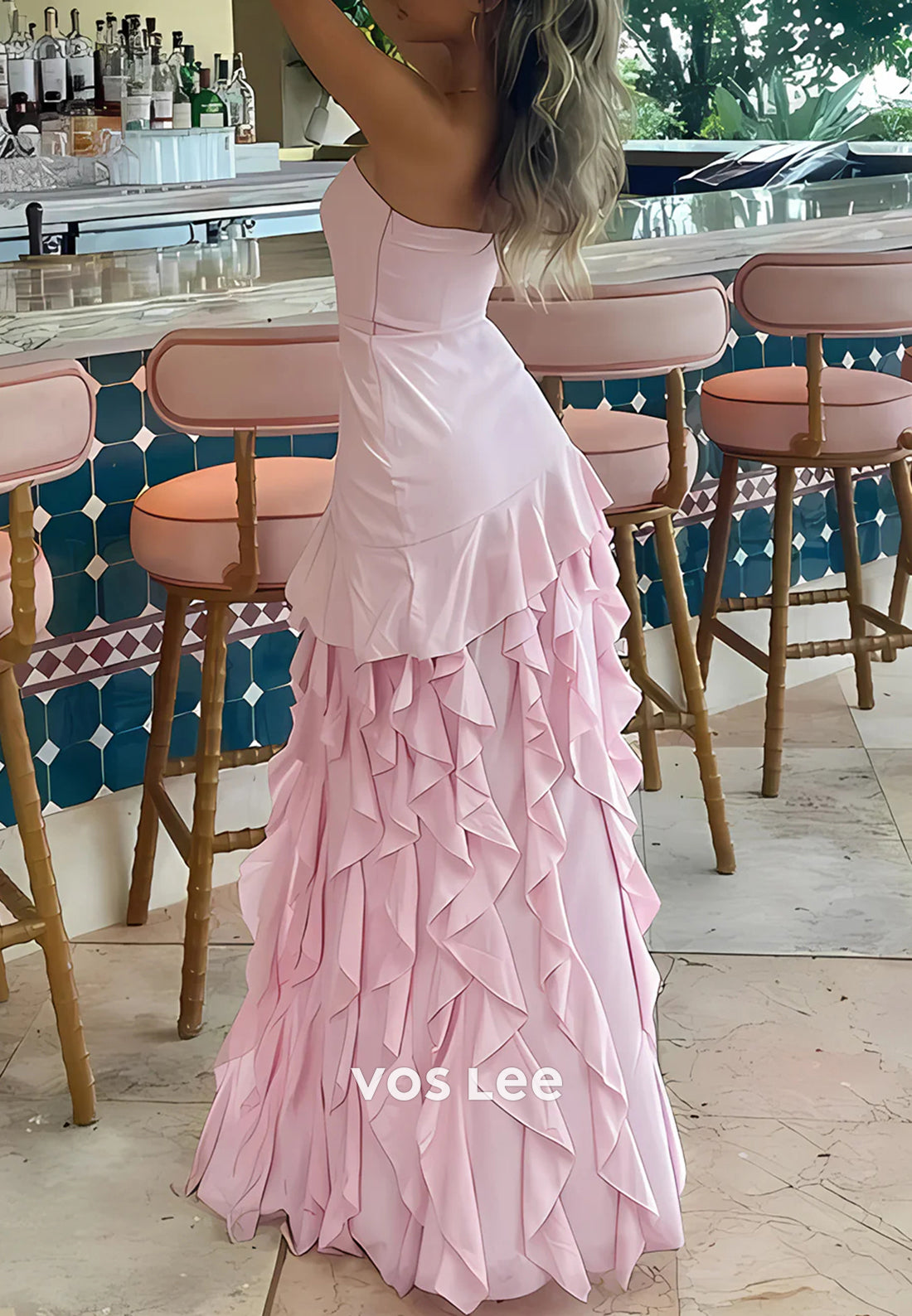 Elegant & Luxurious Strapless Pleated Floor-Length Prom Dresses with Side Split