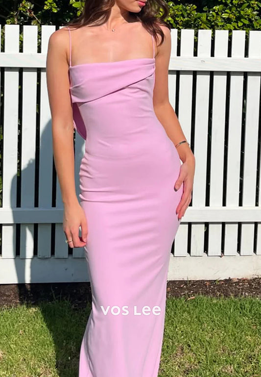 Classic & Timeless Spaghetti Straps Pleated Floor-Length Mermaid Prom Dresses