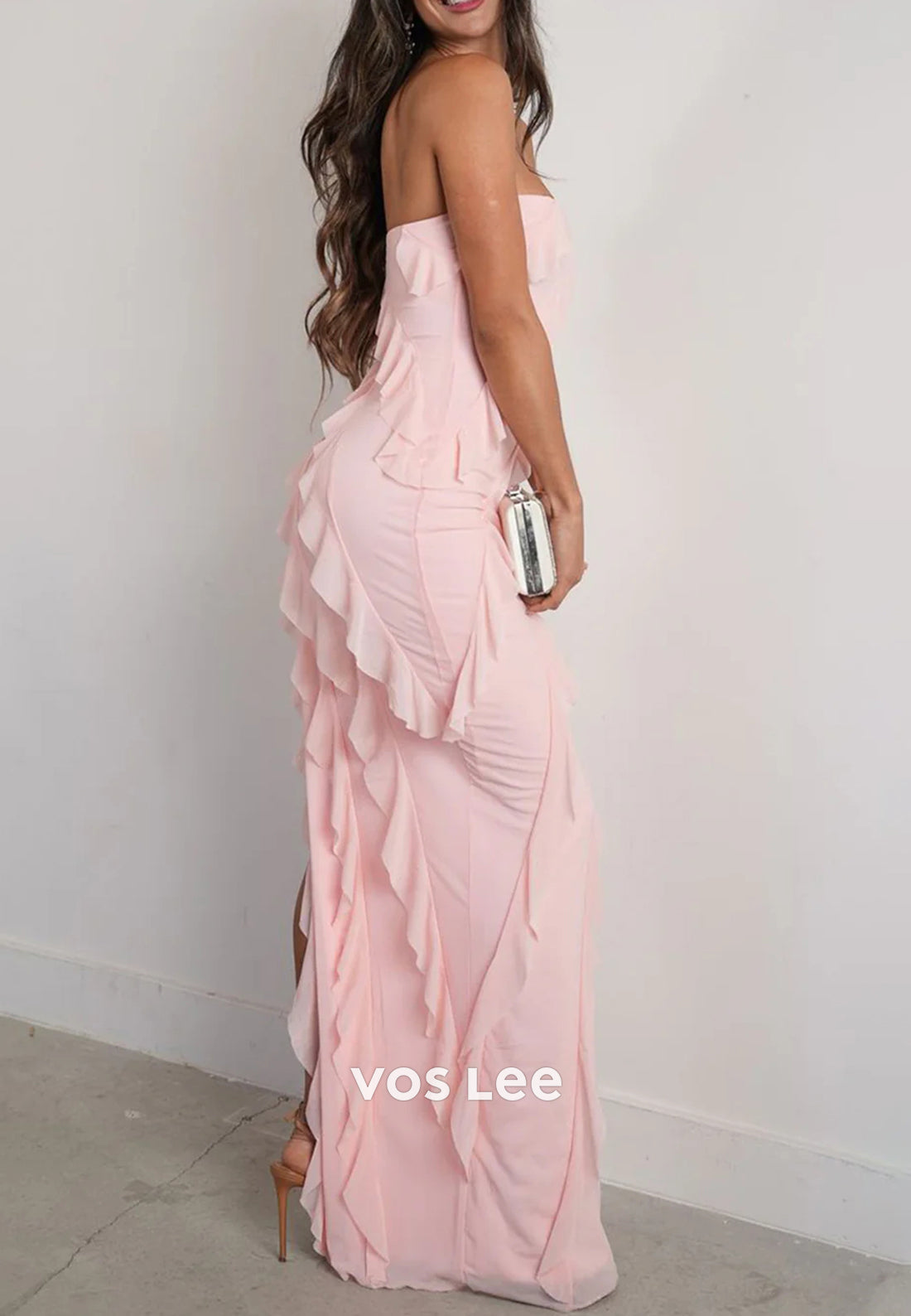 Gorgeous & Charming Strapless Floor-Length Sheath Prom Dresses with Side Split