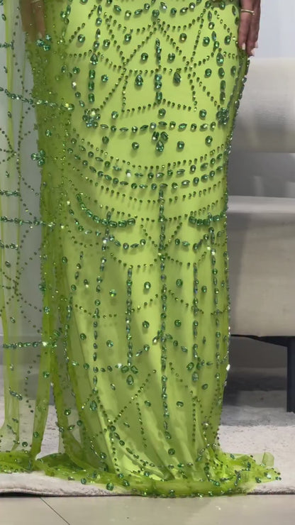 Sparkling Strapless Scoop Rhinestone Floor-Length Mermaid Prom Dresses
