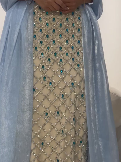 Scoop Strapless Rhinestone Embellished Floor-Length Mermaid Prom Dresses