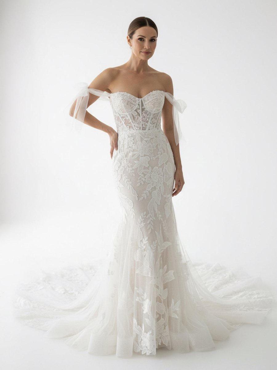 Princess Mermaid Off the Shoulder Lace Appliques Wedding Dresses