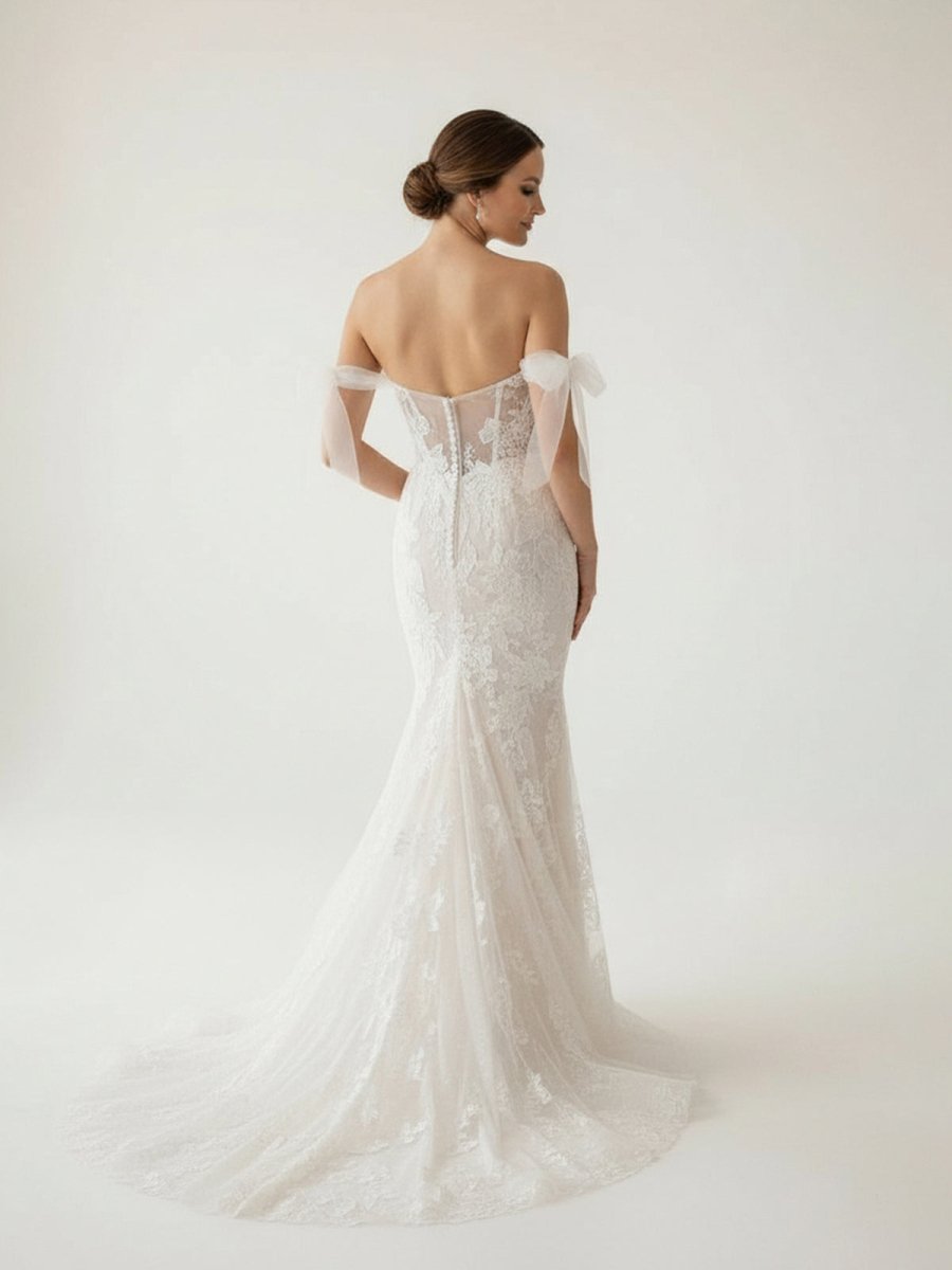 Princess Mermaid Off the Shoulder Lace Appliques Wedding Dresses