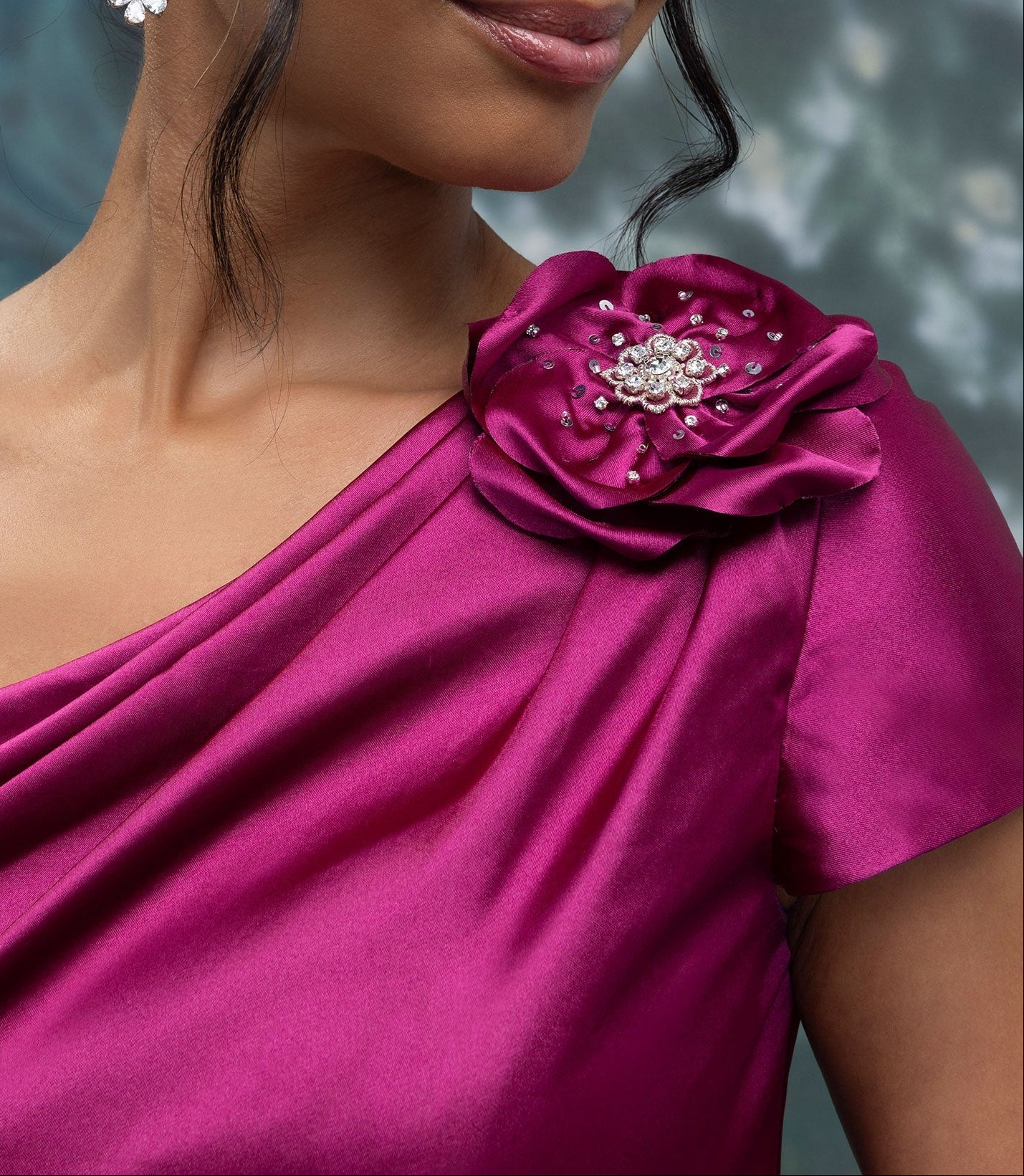 Elegant One Shoulder Satin Evening Gown | Formal Mother of the Bride Dress