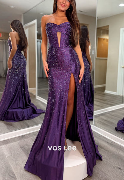 Luxury Cut out Sweetheart High Side Split  Sheath Prom Dress