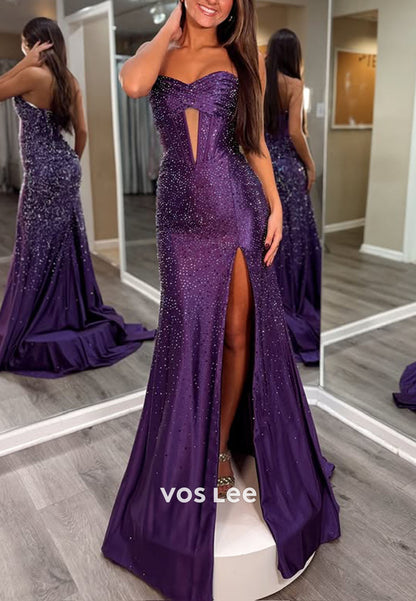Luxury Cut out Sweetheart High Side Split  Sheath Prom Dress