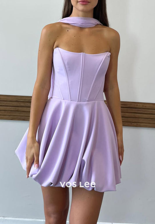 Sexy & Sleek A-Line Strapless Scoop Pleated Homecoming Dresses