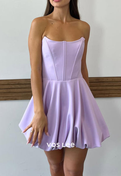 Sexy & Sleek A-Line Strapless Scoop Pleated Homecoming Dresses