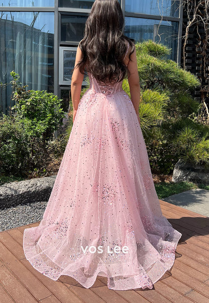 Stunning Pink Beading Sweetheart A-line Prom Gown Party Gown