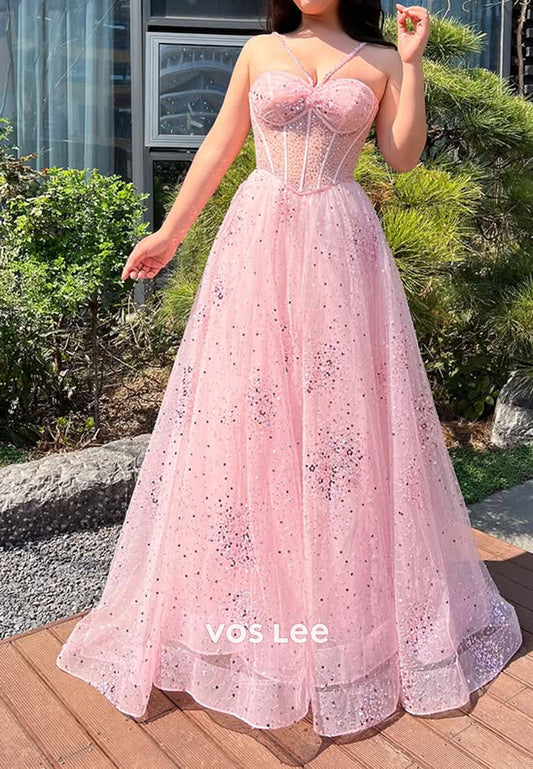 Stunning Pink Beading Sweetheart A-line Prom Gown Party Gown