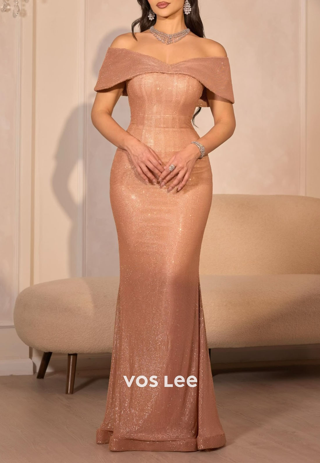 Elegant Glitter Off Shoulder Formal Gown, Mermaid Dress for Prom & Wedding Guest