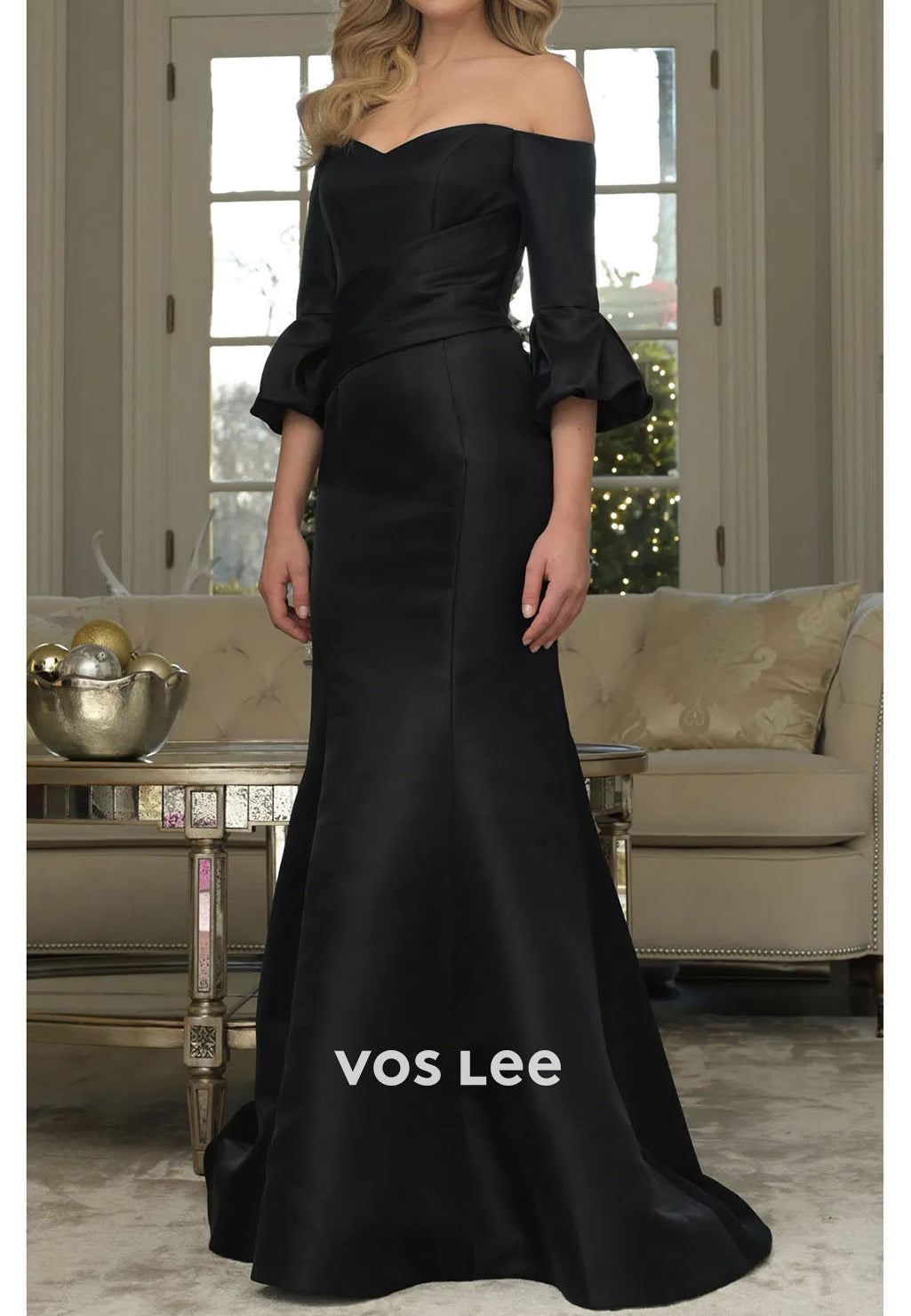 Fuchsia Mother of the Bride Dress | Off-the-Shoulder Satin Mermaid Gown