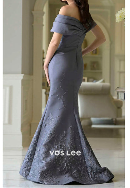 Elegant Ruched Neckline Floor-Length Dress with Floral Embroidery