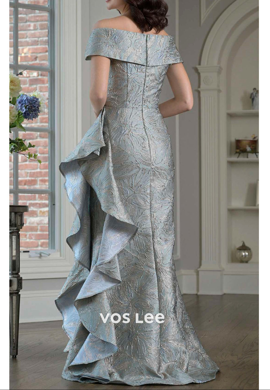 Champagne Gold Mother of the Bride Dress | Off-the-Shoulder Mermaid Gown