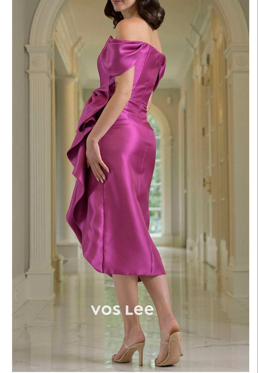 Elegant Ruffled Asymmetric Hem Cocktail Dress