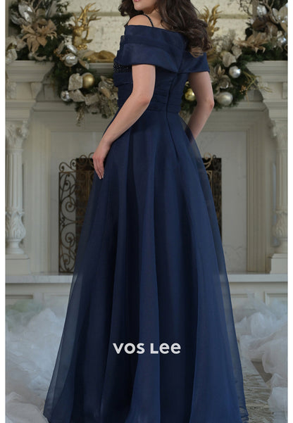 Elegant & Luxurious A-Line Off the Shoulder Pleated Mother of Bride Dresses