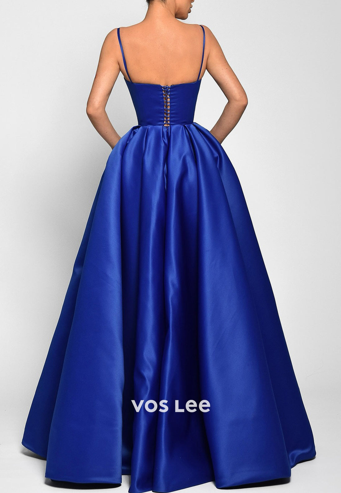 Royal Blue A-Line Spaghetti Straps Sweetheart Pleated Evening Dresses with Pockets